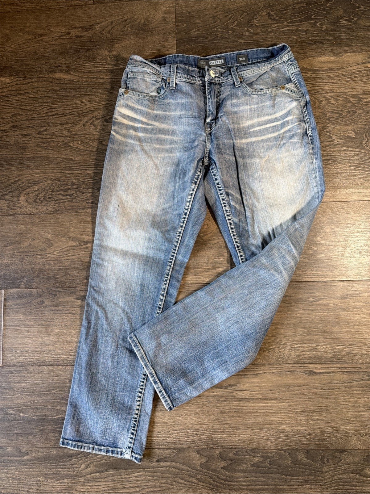 Buckle Bke Carter Sz 36r Straight Leg Jeans Y2k Grunge Skater Stretch Denim